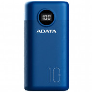 POWER BANK ADATA 10000mAh, Quick Charge 3.0 + PD 22.5W, 2 x USB & 1 x USB-C, digital display pt. status baterie, P10000QCD 10.000 mAh, total 3A, dark blue, 