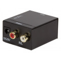 CONVERTOR audio LOGILINK, intrare: 1 x Toslink, 1 x Coaxial, iesire: 2 x RCA,  24-bit, 96KHz, alimentator extern 5V / 1A, black, 