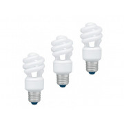 SET 3 becuri fluorescent Panasonic, soclu E27, putere 11W, forma spirala, lumina alb calda, alimentare 220 - 240 V, 