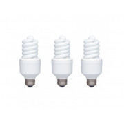 SET 3 becuri fluorescent Panasonic, soclu E27, putere 18W, forma spirala, lumina alb calda, alimentare 220 - 240 V, 