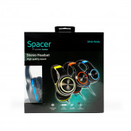CASTI  Spacer, cu fir, standard, utilizare multimedia, microfon pe fir, pliabile, banda ajustabila, conectare prin Jack 3.5 mm x 2, negru&verde, 