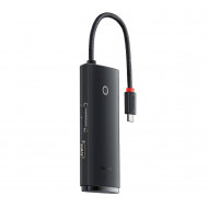 DOCKING Station Baseus Lite, conectare PC USB Type-C, USB 3.0 x 2, USB Type C x 1, HDMI x 1/4K/30Hz, card reader SD/microSD, negru 