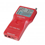 TESTER CABLU RETEA LOGILINK, pt. cablu UTP, FTP, USB, coaxial, conector RJ45, RJ11, BNC, USB, IEEE1394, 
