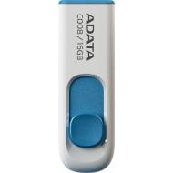 MEMORIE USB 2.0 ADATA 16 GB, retractabila, carcasa plastic, alb / albastru, 