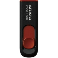MEMORIE USB 2.0 ADATA  8 GB, retractabila, carcasa plastic, negru / rosu, 
