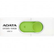 MEMORIE USB 3.2 ADATA 64 GB, retractabila, carcasa plastic, alb / verde, 